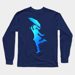 Lady Silhouette Dancing with Umbrella Long Sleeve T-Shirt